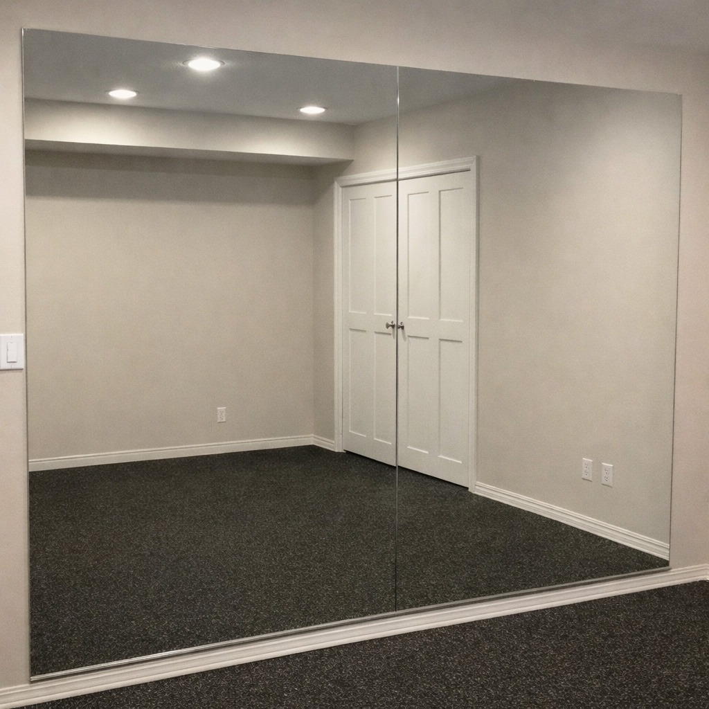 mirrored bedroom wall